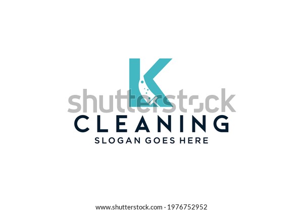 K for cleaning clean service\
Maintenance for car detailing, homes logo icon vector\
template.