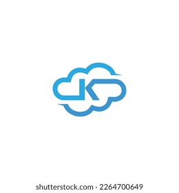 K Cloud Logo. Initial Letter K Logo with Cloud Element. Flat Logo Design Template Element, vector, Icon, eps