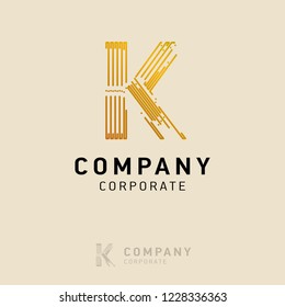 K company logo design with visiting card vector