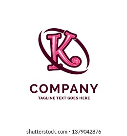 K Company Name Design Pink Beautity Logo Design. Logo Template. Brand Name template Place for Tagline. Creative Logo Design