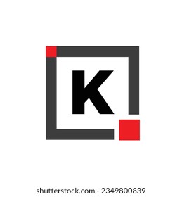 K company name with Square icon. K red square monogram.