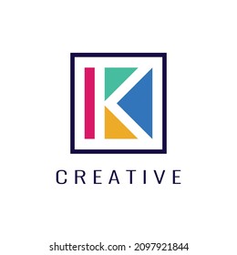 K creative abstract logo design template 