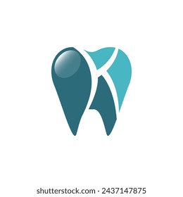 K Creative Dental Logo Design Vector Vector. Healthy Dental Care Letter K