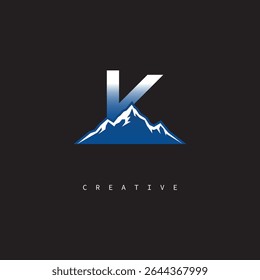 K Creative Mountain Logo Bold Gradient Letter mark Branding Design for Business Outdoor Brands