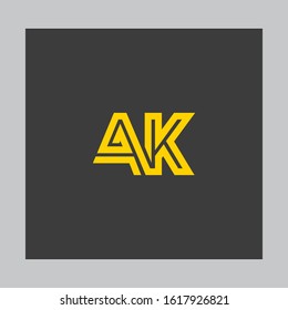 A K or K A creative unique logo icon vector template in dark background