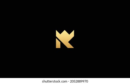 K with crown logo gold minimal luxury logo design