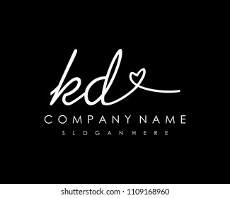 K D Initial handwriting logo vector