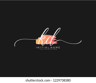 K D Initial handwriting logo vector