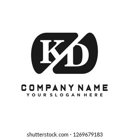 K D Initial handwriting logo vector