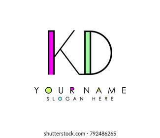 K & D initial minimalist logo template vector