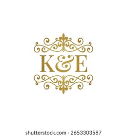 K and D initials logo ornament gold. Perfect for wedding or business partner symbol