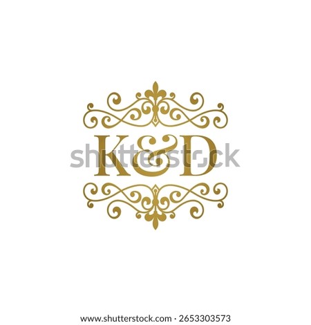 K and D initials logo ornament gold. Perfect for wedding or business partner symbol