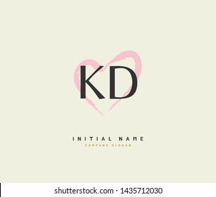 K D KD Beauty vector initial logo, handwriting logo of initial signature, wedding, fashion, jewerly, boutique, floral and botanical with creative template for any company or business.