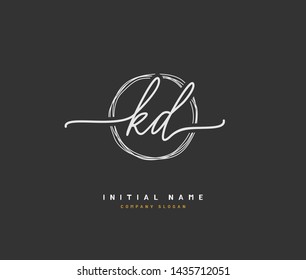 K D KD Beauty vector initial logo, handwriting logo of initial signature, wedding, fashion, jewerly, boutique, floral and botanical with creative template for any company or business.