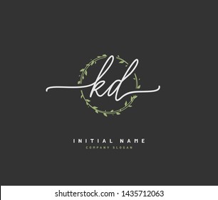K D KD Beauty vector initial logo, handwriting logo of initial signature, wedding, fashion, jewerly, boutique, floral and botanical with creative template for any company or business.