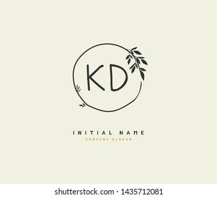 K D KD Beauty vector initial logo, handwriting logo of initial signature, wedding, fashion, jewerly, boutique, floral and botanical with creative template for any company or business.