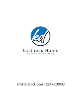 K D KD Letra inicial manuscrita y plantilla de imagen vectorial de firma en el logotipo de corte de forma redondeada