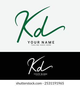 K, D, KD Logotipo inicial da letra. Alfabeto KD Logotipo de assinatura manuscrito