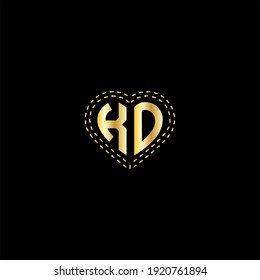 Diseño vectorial del logotipo de la letra K D sobre fondo de color negro. Monograma de KD