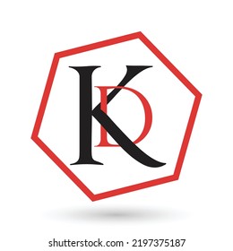 K and D Letters in Hexagon Logo Design