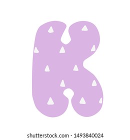 K Decorated letter. flat style. Cartoon children letter K