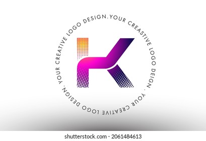 K Dots Letter Logo. K Letter Design Vector Icon Illustration with Dots.