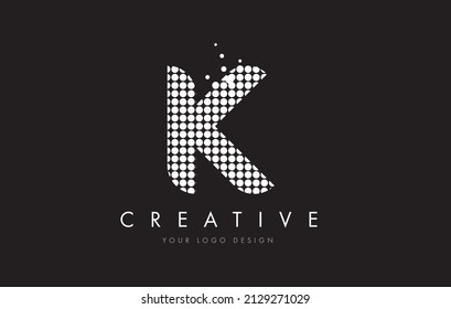 K Dots Letter Logo Design with White Bubble Circles and Swoosh