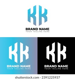 Logotipo de polígono de letras dobles K K, diseño del logotipo de dos letras K K, plantilla de diseño del logotipo del vector creativo minimalista
