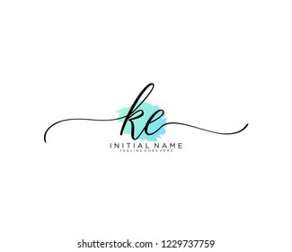 K E Initial handwriting logo vector
