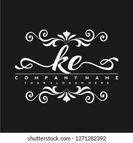 K E Initial handwriting logo vector