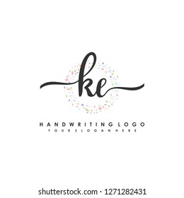 K E Initial handwriting logo vector