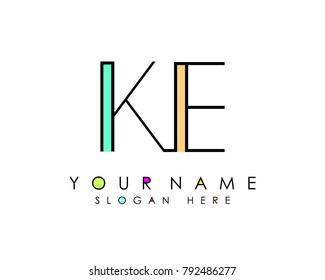 K & E initial minimalist logo template vector