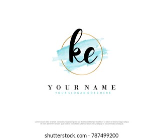K E Initial water color logo template vector