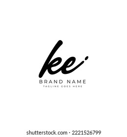 K E KE Initial letter handwriting and signature vector logo