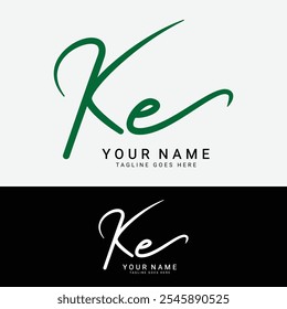 K, E, KE Initial letter logo. Alphabet KE Handwritten Signature logo