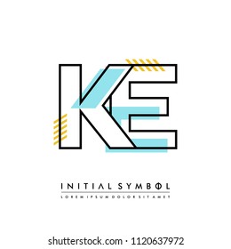 K E Memphis letter style, initial logo template vector full color.