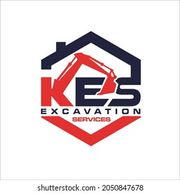 k e s excavator construction logo designs modern emblem