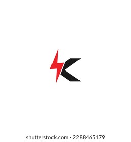 K elektrischer Strom, Vektorlogo Design Element. Energie und Donner Elektrizitätssymbol concept.Power Fast speed logotype.Power Schrifteneisen Alphabet. Metal Logo Typografie. Stahltypografisches Design.