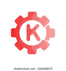 K engineering logo. Alphabet letter logo design vector icon. Red low poly style. Vector Illustrator