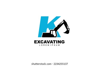 K Bagger Buchstaben Logo Vektor für Ihr Branding mit modernem Stil.