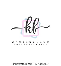 K F Initial handwriting logo vector