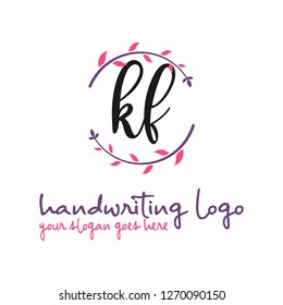 K F Initial handwriting logo vector