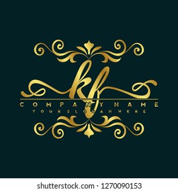 K F Initial handwriting logo vector