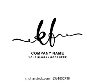 K F Initial Handwriting Logo Template