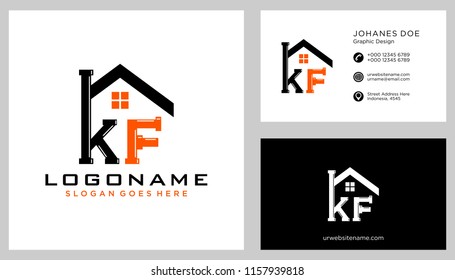 K F initial logo template vector