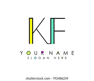 K & F initial minimalist logo template vector