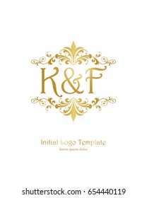 K & F initial wedding logo template vector