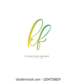 K F KF Initial letter handwriting and  signature logo concept design