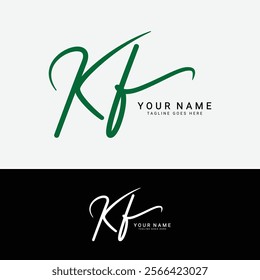 K, F, KF Initial letter logo. Alphabet KF Handwritten Signature logo