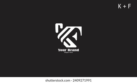 The K and F logo design combined is suitable for brand logos, K and F letter logos